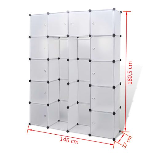 Armoire De Rangement Modulaire - Armoire De Chambre 14 Compartiments Blanc 37 X 146 X 180,5 Cm