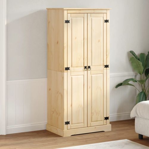 Armoire De Rangement Chusui 110x40x170 Cm - Tissu Et Bois De Pin, 5 Étagères, Porte-Rideau