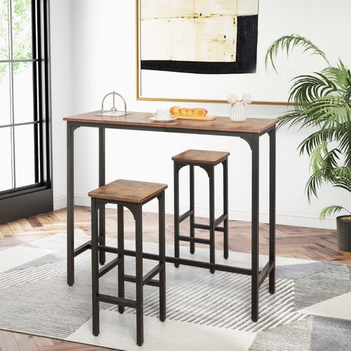 2 Pièces Chaises De Bar - Tabourets De Bar 30x30x71.5cm Cadre En Métal Brun Rustique