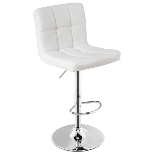 Chaise De Bar Pivotante - Tabouret De Bar Hauteur Réglable 42.5x43x96.5-116.5cm Blanc