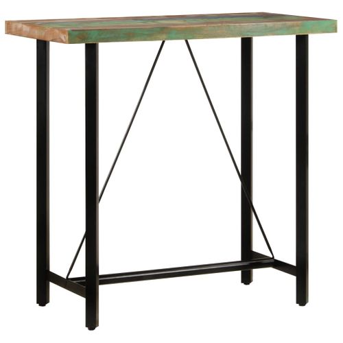 Table De Bar - Table Haute - Table à Manger 110x55x107 Cm Bois Massif De Récupération Et Fer