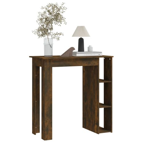 Table De Bar - Table Haute - Table à Manger Avec Étagère Chêne Fumé Bois D'ingénierie