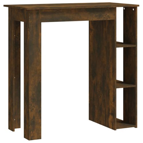 Table De Bar - Table Haute - Table à Manger Avec Étagère Chêne Fumé Bois D'ingénierie