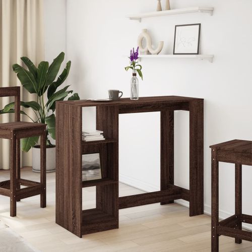 Table De Bar - Table Haute - Table à Manger Avec Étagère Chêne Marron Bois D'ingénierie