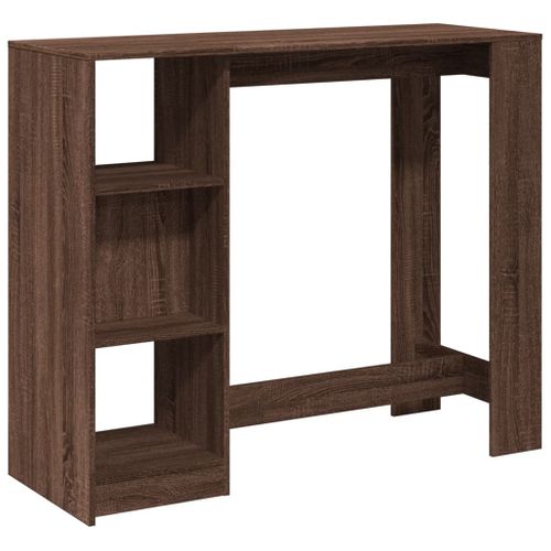 Table De Bar - Table Haute - Table à Manger Avec Étagère Chêne Marron Bois D'ingénierie