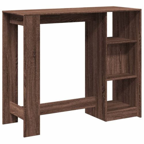 Table De Bar - Table Haute - Table à Manger Avec Étagère Chêne Marron Bois D'ingénierie