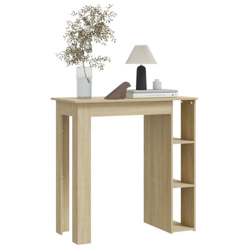 Table De Bar - Table Haute - Table à Manger Avec Étagère Chêne Sonoma Bois D'ingénierie