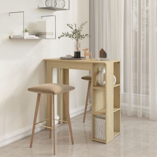 Table De Bar - Table Haute - Table à Manger Avec Étagère Chêne Sonoma Bois D'ingénierie