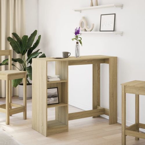 Table De Bar - Table Haute - Table à Manger Avec Étagère Chêne Sonoma Bois D'ingénierie
