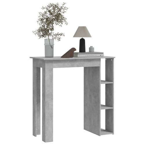 Table De Bar - Table Haute - Table à Manger Avec Étagère Gris Béton Bois D'ingénierie