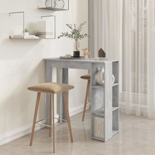 Table De Bar - Table Haute - Table à Manger Avec Étagère Gris Béton Bois D'ingénierie