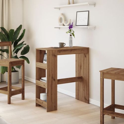 Table De Bar - Table Haute - Table à Manger Avec Étagères Chêne Artisanal Bois D'ingénierie