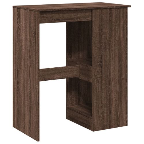 Table De Bar - Table Haute - Table à Manger Avec Étagères Chêne Marron Bois D'ingénierie