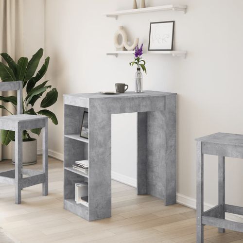 Table De Bar - Table Haute - Table à Manger Avec Étagères Gris Béton Bois D'ingénierie
