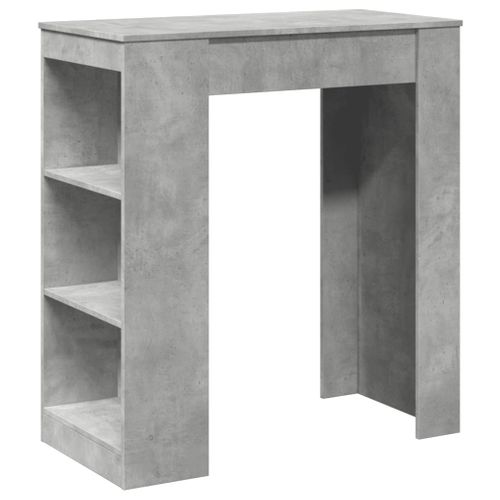 Table De Bar - Table Haute - Table à Manger Avec Étagères Gris Béton Bois D'ingénierie