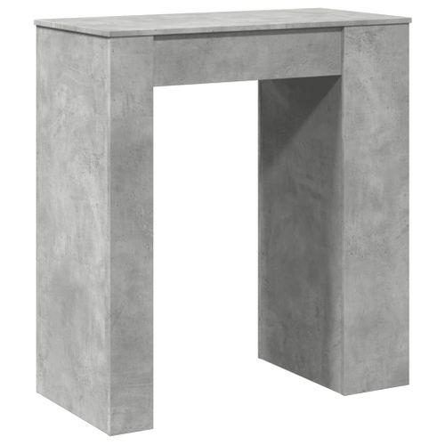 Table De Bar - Table Haute - Table à Manger Avec Étagères Gris Béton Bois D'ingénierie