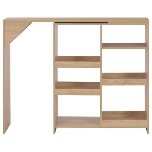 Table De Bar - Table Haute - Table à Manger Avec Tablette Amovible Chêne 138x39x110 Cm