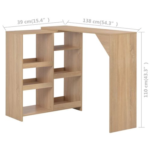 Table De Bar - Table Haute - Table à Manger Avec Tablette Amovible Chêne 138x39x110 Cm
