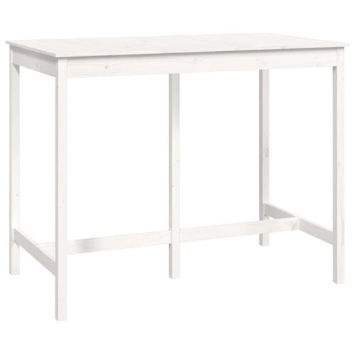 Table De Bar - Table Haute - Table à Manger Blanc 140x80x110 Cm Bois Massif De Pin