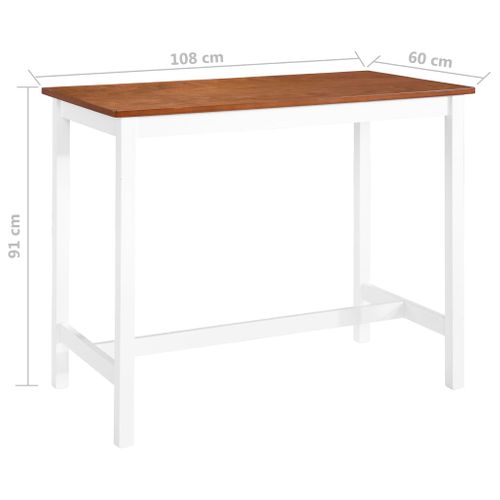 Table De Bar - Table Haute - Table à Manger Bois Massif 108x60x91 Cm