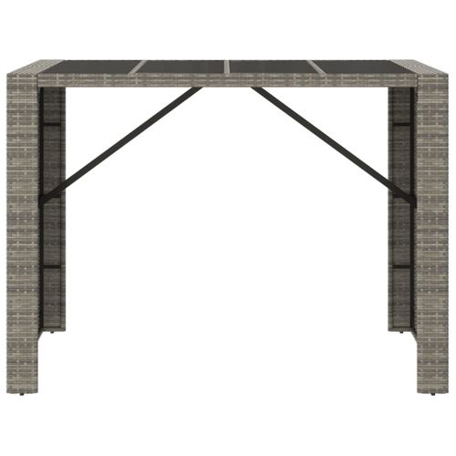 Table De Bar - Table Haute - Table à Manger Et Dessus En Verre Gris 145x80x110 Cm Poly Rotin