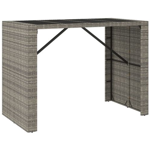 Table De Bar - Table Haute - Table à Manger Et Dessus En Verre Gris 145x80x110 Cm Poly Rotin