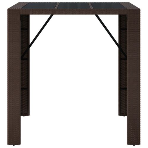 Table De Bar - Table Haute - Table à Manger Et Dessus En Verre Marron 105x80x110 Cm Poly Rotin