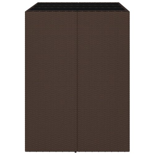 Table De Bar - Table Haute - Table à Manger Et Dessus En Verre Marron 105x80x110 Cm Poly Rotin