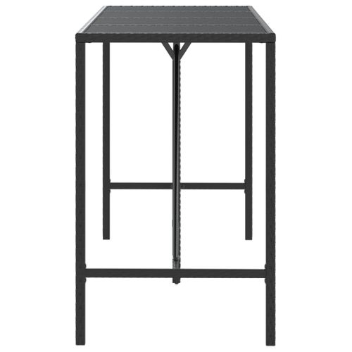 Table De Bar - Table Haute - Table à Manger Et Dessus En Verre Noir 180x70x110 Cm Poly Rotin