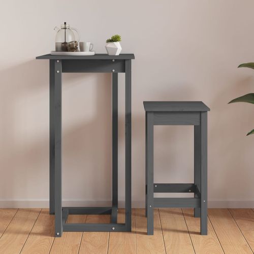 Table De Bar - Table Haute - Table à Manger Gris 60x60x110 Cm Bois Massif De Pin