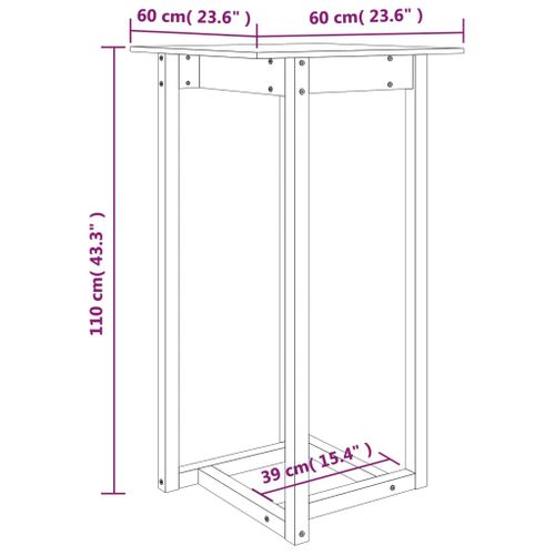 Table De Bar - Table Haute - Table à Manger Gris 60x60x110 Cm Bois Massif De Pin