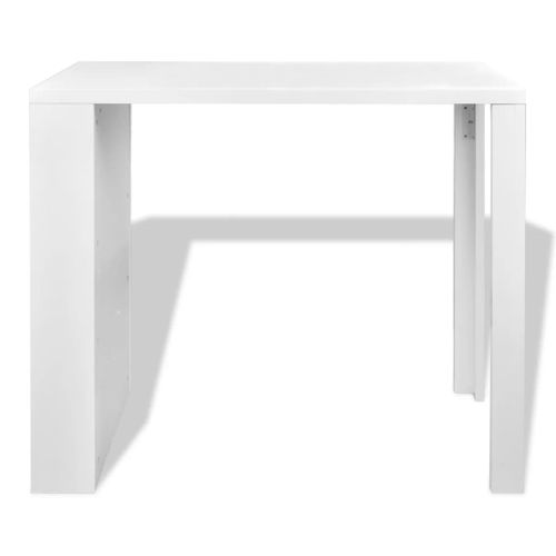 Table De Bar - Table Haute - Table à Manger Mdf Avec Casier à Bouteilles Blanc Haut Brillance