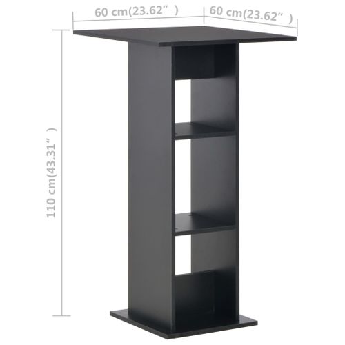 Table De Bar - Table Haute - Table à Manger Noir 60x60x110 Cm