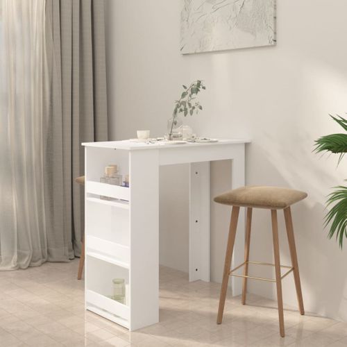 Table De Bar - Table Haute - Table à Manger Avec Rangement Blanc 102x50x103,5 Cm Bois D'ingénierie