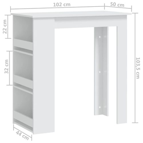 Table De Bar - Table Haute - Table à Manger Avec Rangement Blanc 102x50x103,5 Cm Bois D'ingénierie
