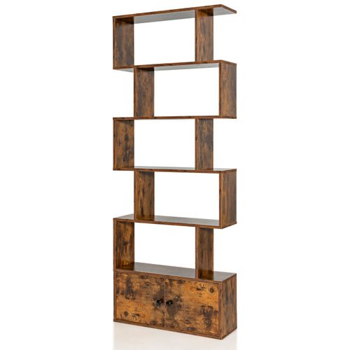 Bibliothèque, Étagère Échelle à 6 Niveaux Avec 2 Portes 70x23x183cm Moderne Bois Marron Rustique