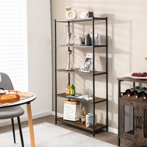 Bibliothèque - Étagère Industrielle 5 Niveaux 80x29x154 Cm Anti-basculement Pieds Réglables Noir