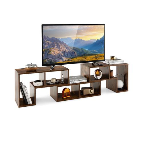 3 Pièces Meuble TV Banc TV 140x30,5x43cm Combination Libre Pour Salon Chambre Bureau Mdf Café