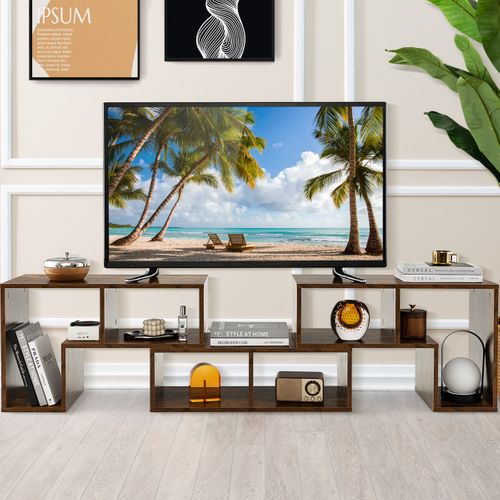 3 Pièces Meuble TV Banc TV 140x30,5x43cm Combination Libre Pour Salon Chambre Bureau Mdf Café