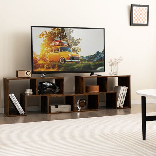 3 Pièces Meuble TV Banc TV 140x30,5x43cm Combination Libre Pour Salon Chambre Bureau Mdf Café