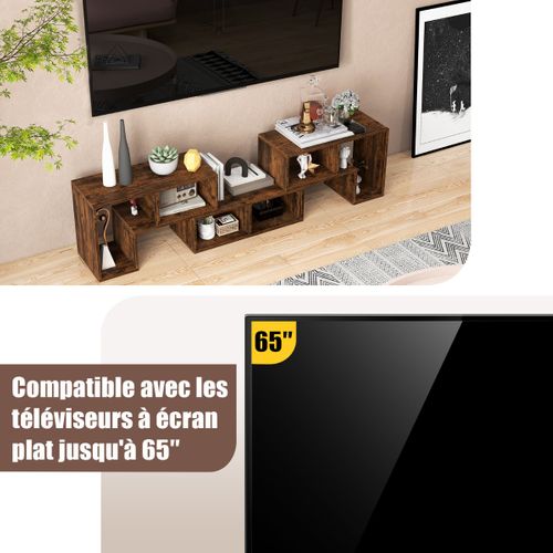 3 Pièces Meuble TV Banc TV 140x30,5x43cm Combination Libre Pour Salon Chambre Bureau Mdf Café