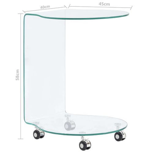 Table Basse - Table De Salon 45x40x58 Cm Verre Trempé