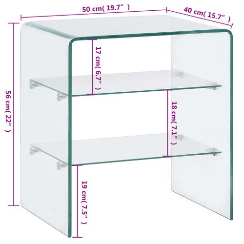 Table Basse - Table De Salon 50x40x56 Cm Verre Trempé