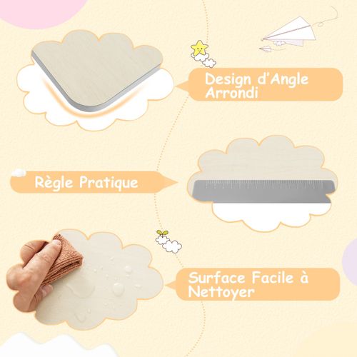 Bureau D'etude Enfants Table D'ecriture Réglable Hauteur Plateau Inclinable 80x51x88-110,5cm Gris