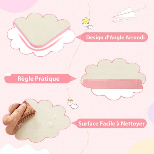 Bureau D'etude Enfants Table D'ecriture Réglable Hauteur Plateau Inclinable 80x51x88-110,5cm Rose