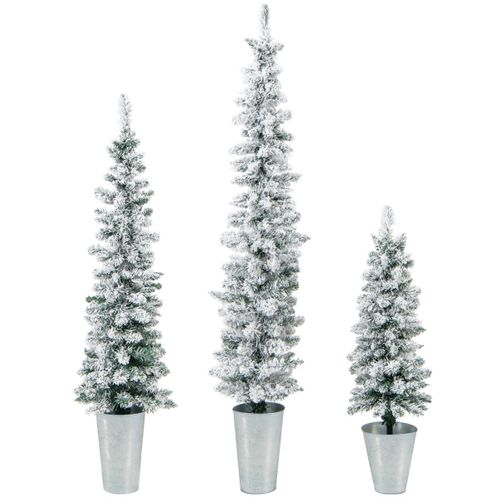 Lot De 3 Sapins De Noël - Arbres De Noël Artificiels 90/120/150 Cm Bases Métalliques Avec Ciment
