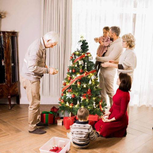 Sapin De Noël - Arbre De Noël Artificiel 210 Cm Pvc Avec Pied En Métal Vert