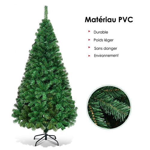 Sapin De Noël - Arbre De Noël Artificiel 210 Cm Pvc Avec Pied En Métal Vert