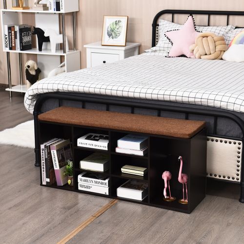 Banc à Chaussures - Meuble à Chaussures - Banc De Rangement Avec Coussin Bois 104x30x48 Cm Marron