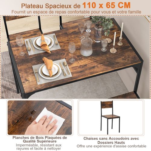 Ensemble Table à Manger Avec 2 Chaises 1 Banquette - Mobilier De Cuisine Industrielle Moderne Café